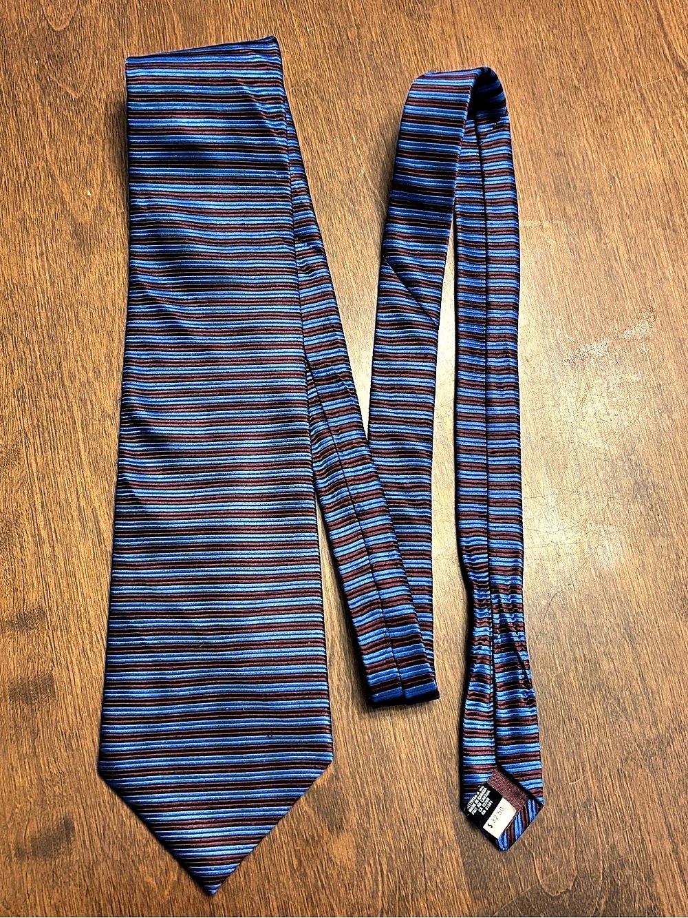 Christian Dior Gavroche Striped Silk Tie in Blue & Red
